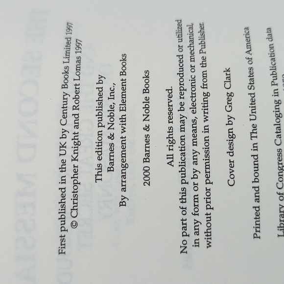 Christopher Knight Robert Lumas The Second Messiah Hardback Book - Used 2000 - Picture 8 of 9